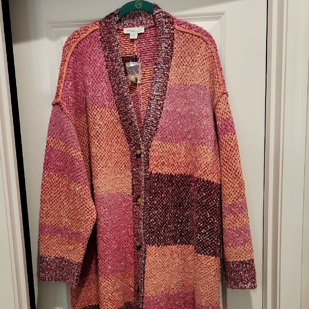 NWOT Coldwater Creek Flint Creek Pink Marled Yarn Soft Cardigan 2x
